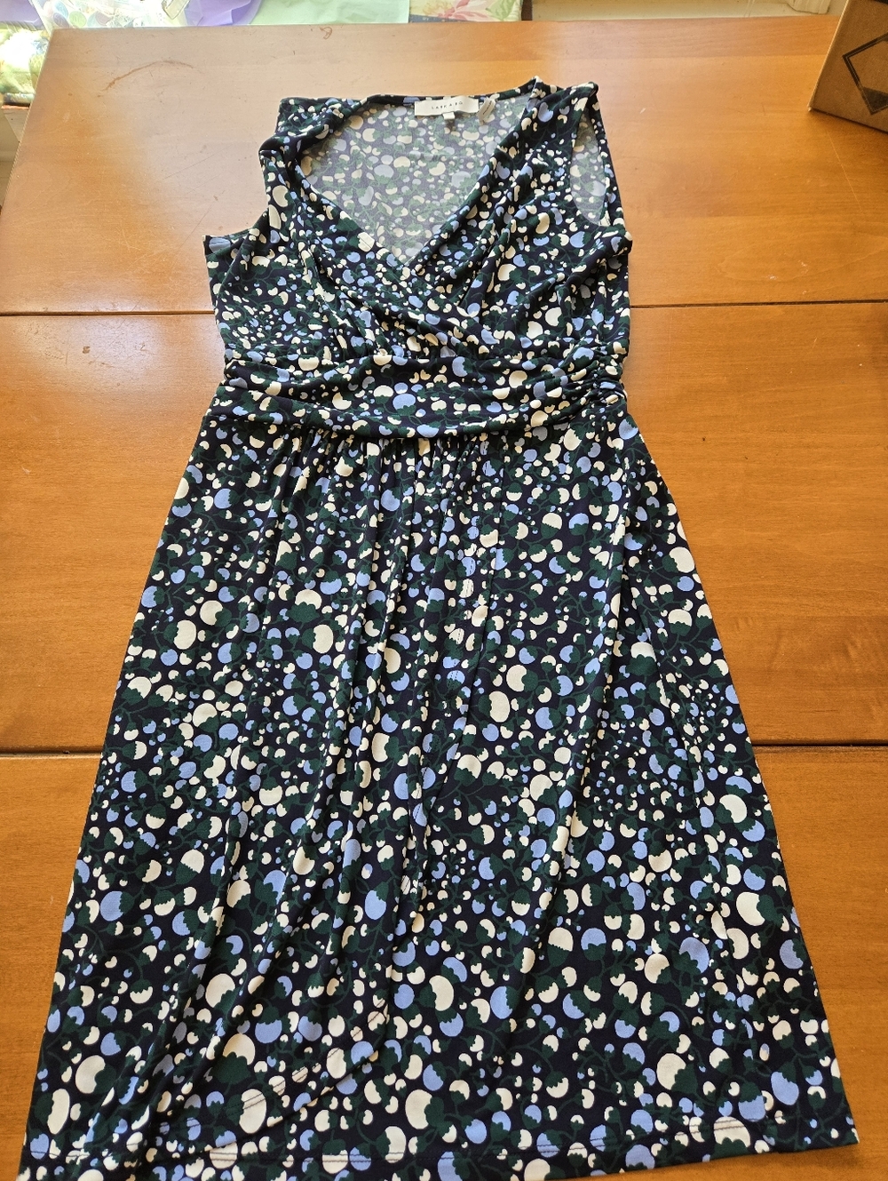 Lark & Ro Black Dress with White and Light Blue Spot Print